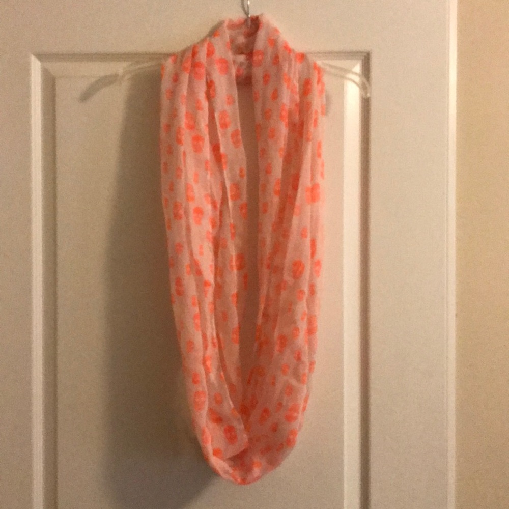 Women’s white & bright coral skull scarf